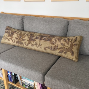 12x48 Abstract Vintage Extra Long Lumbar Pillow Case for King Bed, Turkish Rug Throw Lumbar: Beige Purple | US DDP