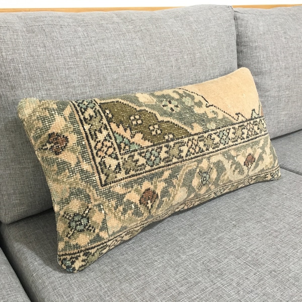 12x24 Boho Lumbar Pillow Case , Turkey Pillow Cover , Oriental Pillow , Throw Lumbar , Vintage Boster Pillow , 12.2x24 Inches