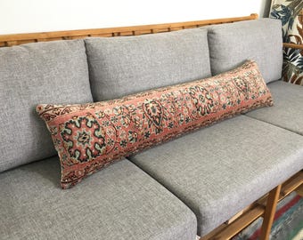 12x48 Accent Long Lumbar Pillow , Floral Vintage Lumbar Pillow for Bedroom , Unique Boho Lumbar Pillow , Bohemian Lumbar, 11.8x48.4 Inches
