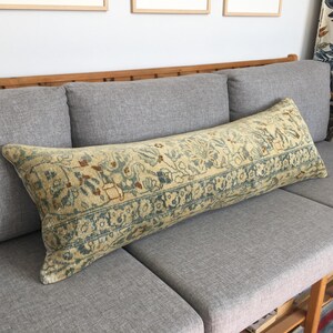 16x48 Southwestern Chubby Long Bolster Pillow , Beige Blue Extra Long Lumbar Pillow for King Size Bed , Rustic Bench Pillow , 16.1x48 Inches