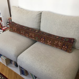 8x48 Turkish Pillow , Extra Long Cushion Cover , King Size Rug Pillow Cover , Unique Lumbar , Red Green Gray Lumbar Pillow , 7.9x46.9 Inches