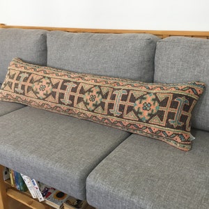 Cuscino turco di sostegno turco color salmone arancione morbido 12x48 , federa per cuscino lombare vintage extra lungo per letto king size , lombare azteco , 12,2x48 pollici