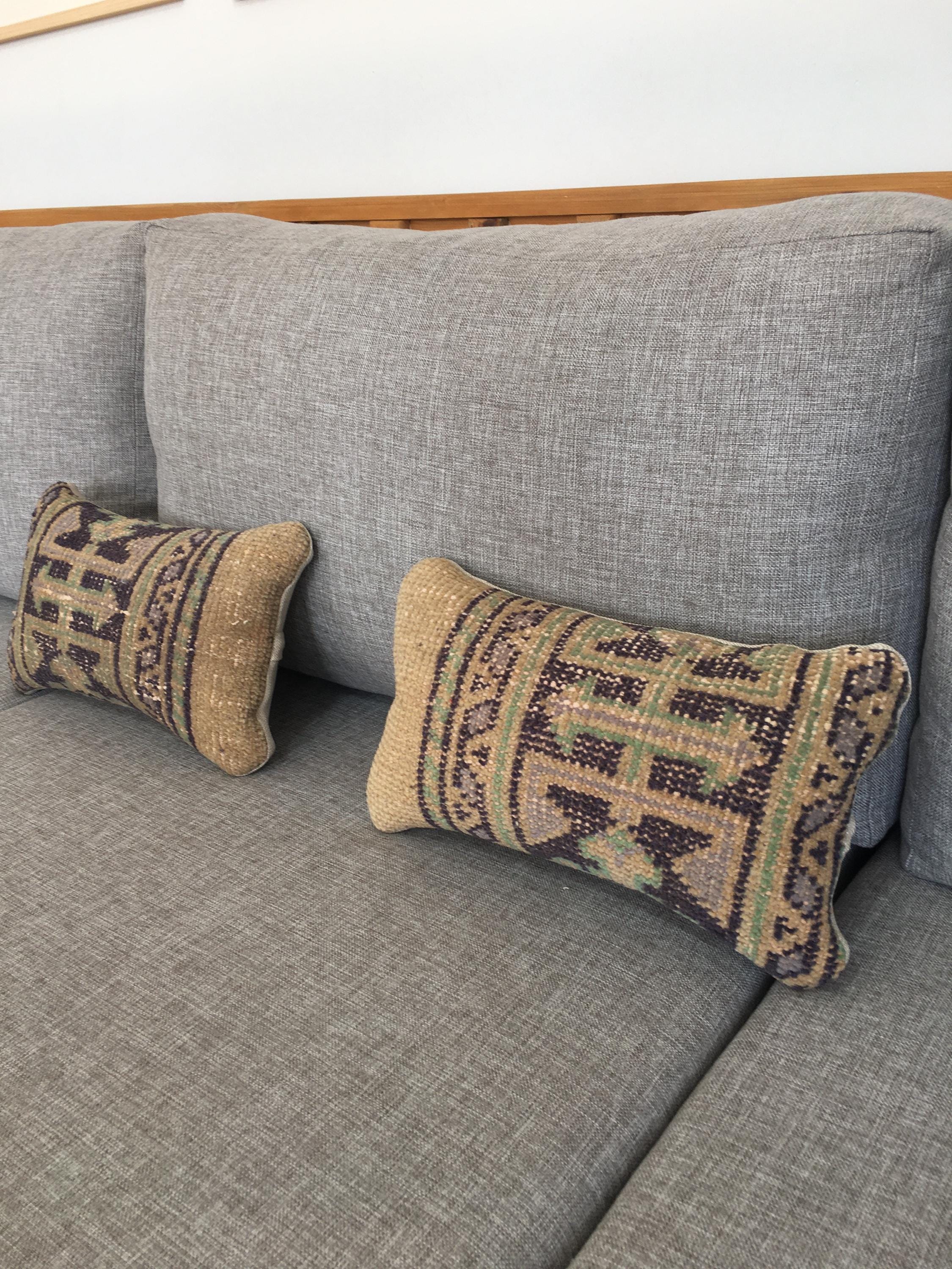 8 x 14 mini taies d'oreiller lombaires assorties à motif aztèque, 2 petits oreillers lombaires tapis vintage, jolie chaise lombaire turque | DDP améri