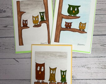 Hand-Painted Watercolor Owl Card: 4x6 Unique Art Card