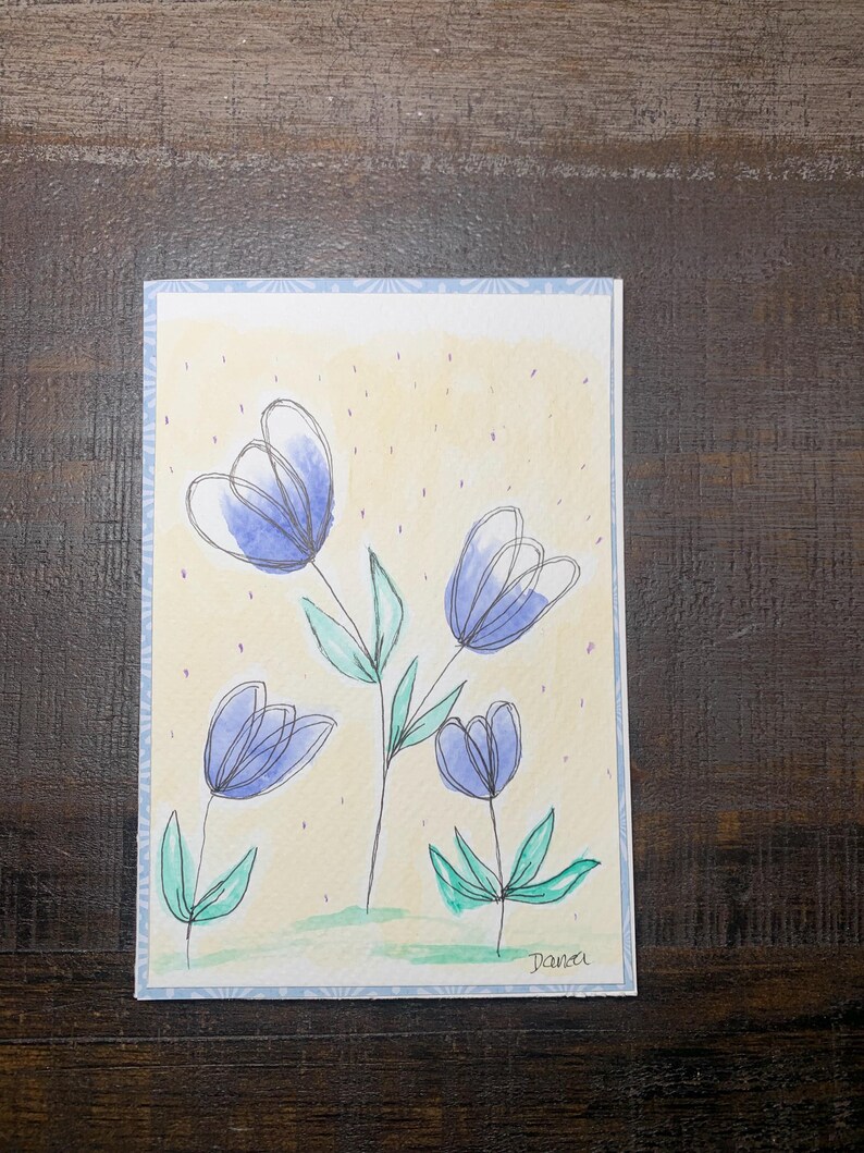 Original Hand Painted Watercolor Cards With Envelope - Etsy