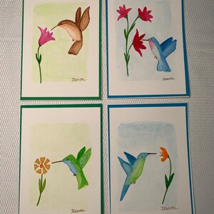 Original handgemalte Aquarellkarten mit Umschlag, Kolibri inspiriert.  Gemäldegröße ist 4x6 perfekt für die Gestaltung nicht ein Druck