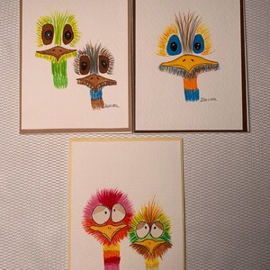 Original handgemalte Aquarellkarten mit Umschlag, wunderliche Küken inspiriert. Gemäldegröße ist 4x6 perfekt für die Gestaltung nicht ein Druck