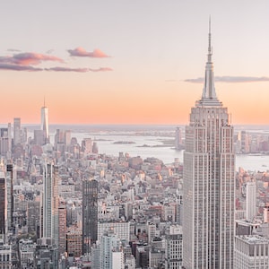 New York Sky line Digital Art Print, Empire State Building view at Sunset, Wall Decor, Home Office art image 1