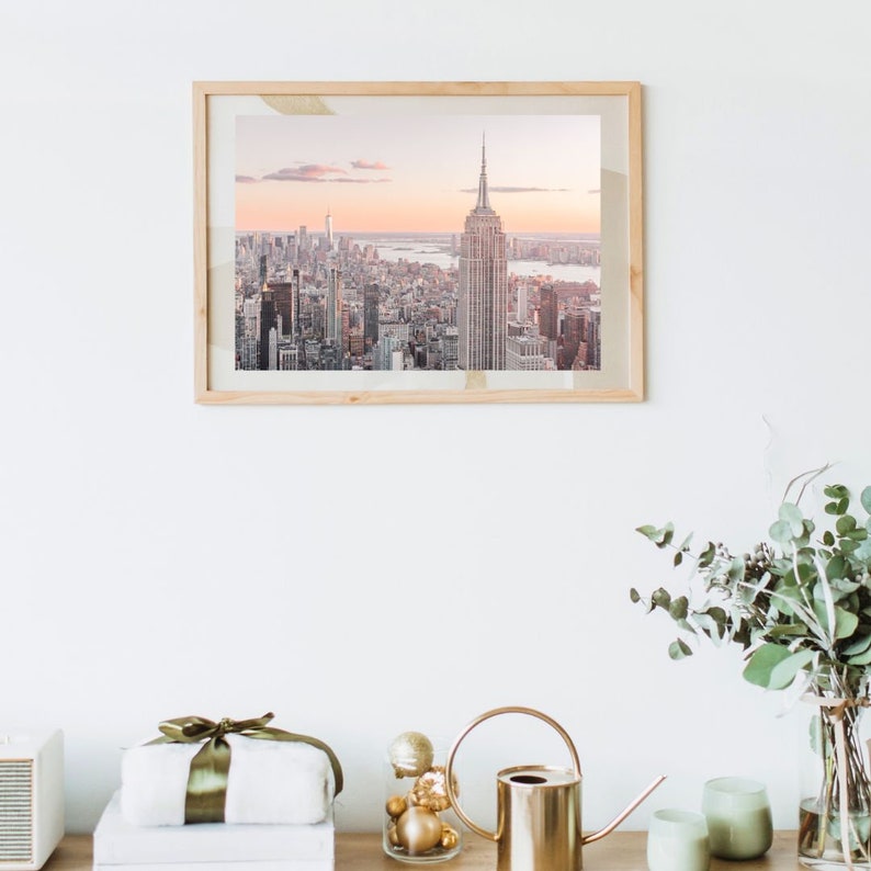 New York Sky line Digital Art Print, Empire State Building view at Sunset, Wall Decor, Home Office art image 3