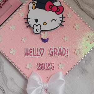 Hello Graduation Class of 2026 Custom grad cap kitty Kinder Graduate Cap Pre-K school Grad hat