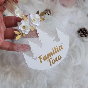 Custom Acrilyc Ornaments, Personalized Acrylic white ornament, Gifts for Family and Teachers, Acrylic Ornaments, holiday gifts