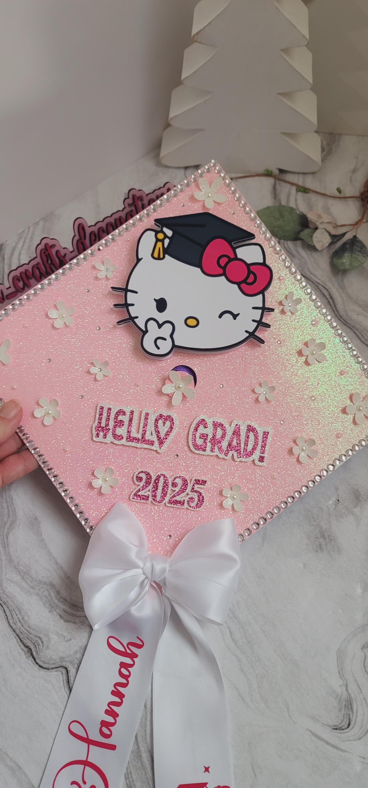 Hello Graduation Class of 2026 Custom Grad Cap Kitty Kinder Graduate ...