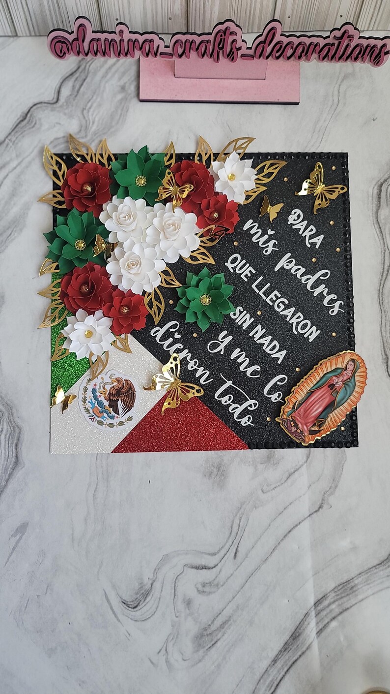 Custom Mexican Flag Graduation Cap Topper, Customize Grad Topper Decor