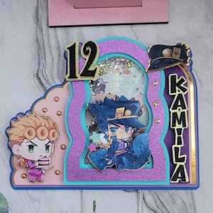 Anime Cake Topper 3D Shaker, Custom  Anime - Cartoon  cake topper, Personalized Cartoons. colors, name and age  cake topper. Anime Birthday