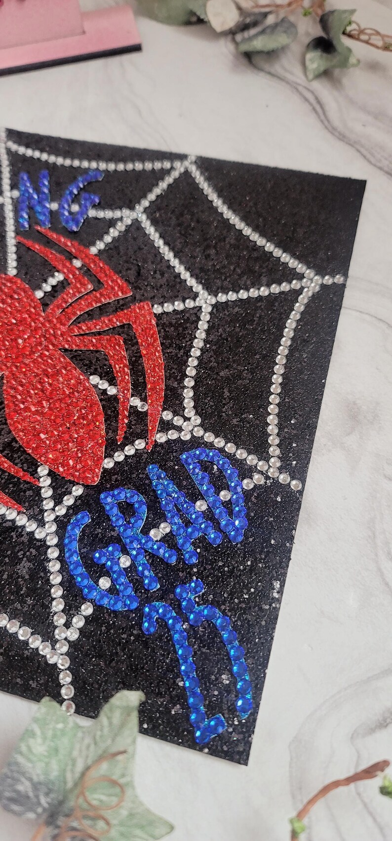 Spider Rhinestone Design Custom Spider Rhinestone Graduation Cap Topper, Class of 2026, Web ...