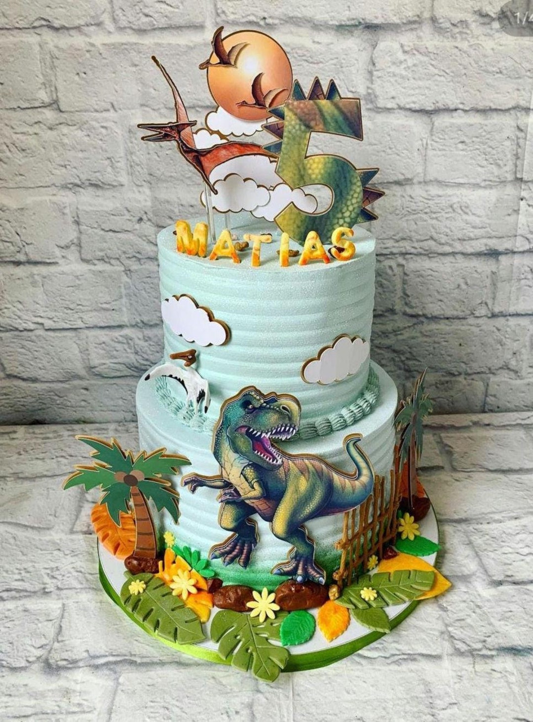 Two Rex Cake Custom Dinosaur Cake Topper: Personalized T-rex Party Decoration - Etsy
