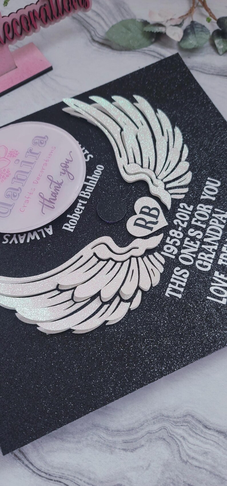 Memorial Graduation Topper Wings Memorial Graduation Cap Topper, Custom Picture Memorial Grad Cap ...