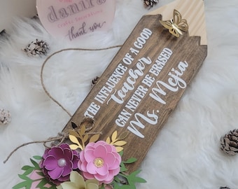 Custom Teacher Pencil decorate with paper flowers Teacher Appreciation Week Pencil  Sign Teacher gift ideas