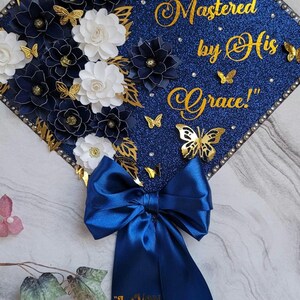 Custom Navy Blue Graduation Cap Topper, Custom Bible Verse, Class of ...