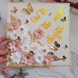 Graduation Cap Topper with Customize Paper Flower and Text, Graduate Cap, Class of 2025, on to the next chapter, graduation cap, Senior Grad