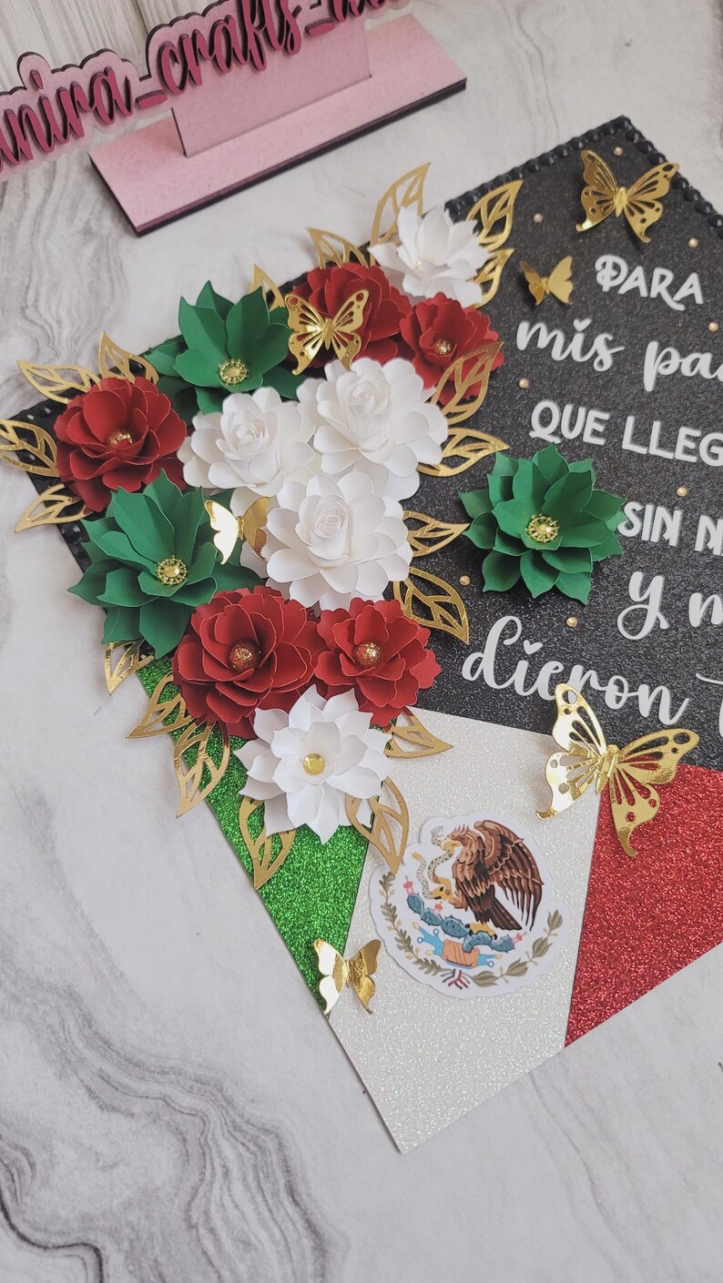 Custom Mexican Flag Graduation Cap Topper, Customize Grad Topper Decor