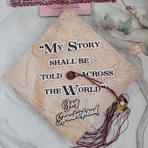 Gorro de graduación de viaje, gorro de graduación con mapa del mundo, promoción de 2025, gorro personalizado, graduado de último año, escuela secundaria