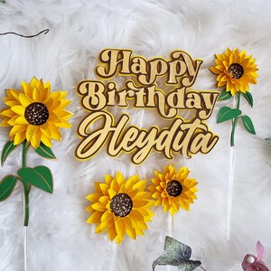 Sunflower cake topper, Fall cake topper, Sunflower cake, birthday decorations, paper flowers, sunflower birthday, customized cake topper