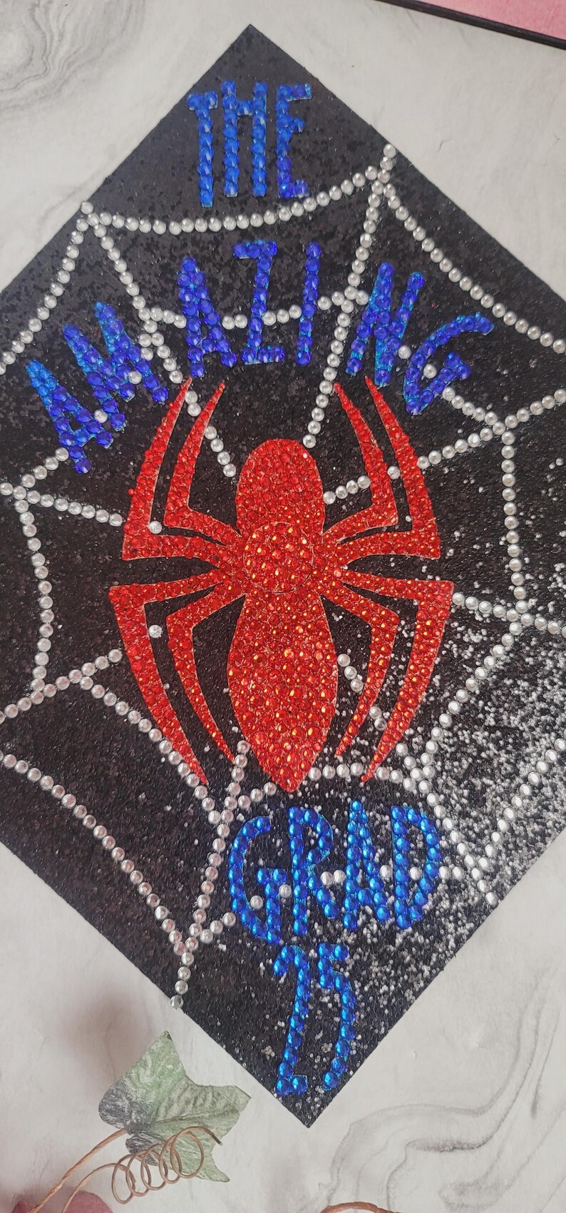 Spider Rhinestone Design Custom Spider Rhinestone Graduation Cap Topper, Class of 2026, Web ...