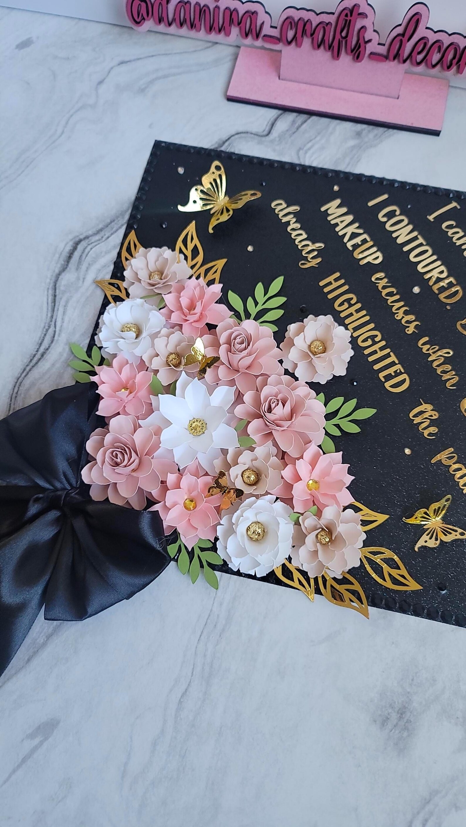 Custom Graduation Cap With Paper Paper Flowers Class of 2026 College ...