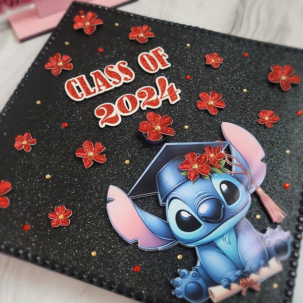 Stitch Graduation, Stitch Graduation Cap, Class of 2024, Cap Custom, Personalized Cap, Senior Graduate Cap, High school Hat, Stitch decor