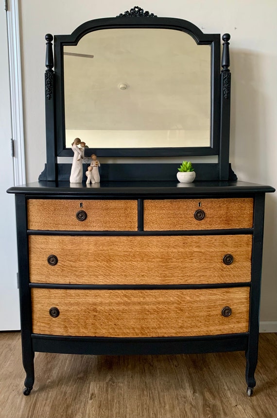 Beautiful Vintage Dresser With Mirror Etsy