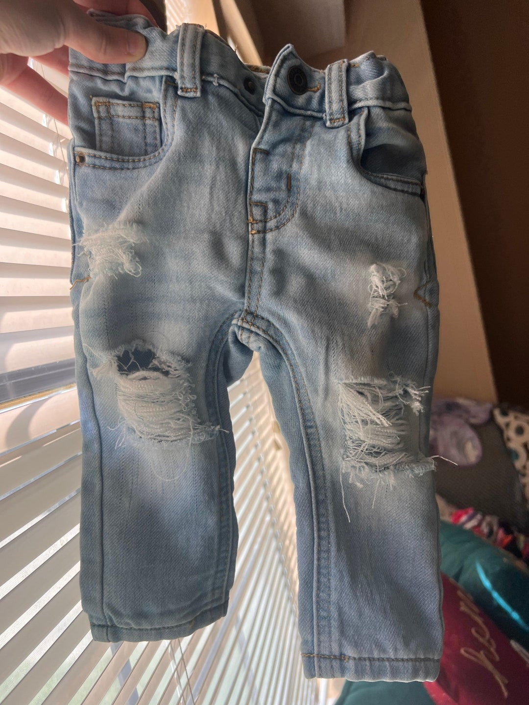 Distressed Baby Jeans Etsy