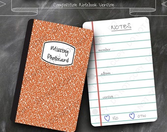 Versión para cuaderno de composición ORANGE / Carpeta de relleno con tarjetas fotográficas Kpop / Tarjeta fotográfica faltante, ISO, en camino