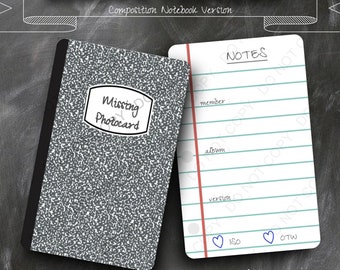 Versión para cuaderno de composición GRAY / Carpeta de relleno con tarjetas fotográficas Kpop / Tarjeta fotográfica faltante, ISO, en camino