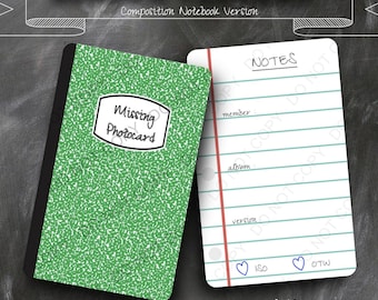 Versión de cuaderno de composición VERDE / Relleno de carpeta de tarjetas fotográficas K-pop / Tarjeta fotográfica faltante, ISO, en camino