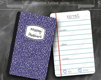 Versión de cuaderno de composición PÚRPURA / Relleno de carpeta de tarjetas fotográficas K-pop / Tarjeta fotográfica faltante, ISO, en camino