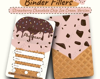 Relleno para carpeta fotográfica K-pop con helado de fresa y chispas de chocolate (descarga digital)