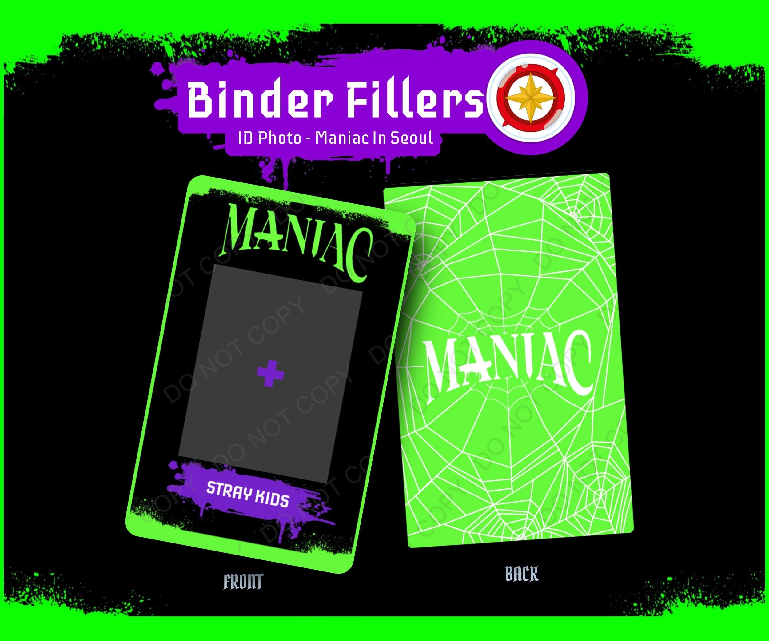Maniac in Seoul Tour | STRAY KIDS ID Photo | Kpop Photocard Binder Filler