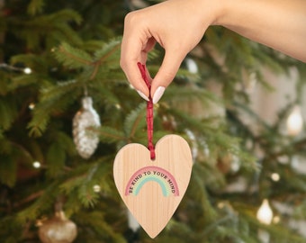 Be Kind to Your Mind Mental Health Gift Idea Christmas gift Thoughtful Gift Meaningful Gift Stocking Filler Wooden Ornaments