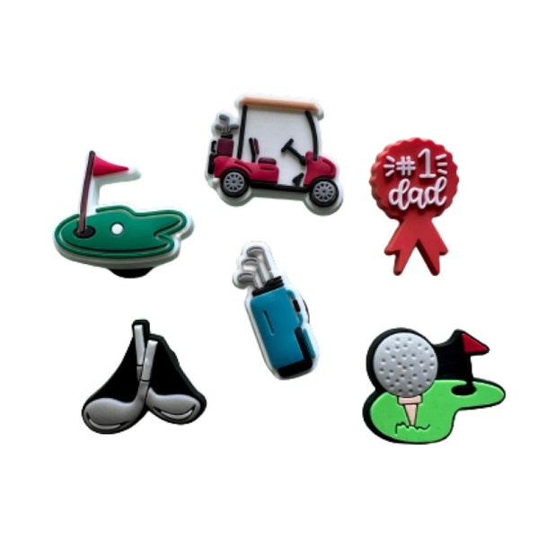 Golf Croc Charms | Golf croc pins | Golf Lovers Croc Charms | #1 Dad Croc Charms I Fathers day charms I mens shoe charms