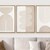 Framed Canvas Wall Art Set of 3 Geometric Beige Spiral Wave Mid Century ... image.