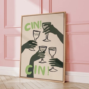 Cheers Bar Cart Art Print - Framed Drink Poster, Kitchen Wall Decor, Cocktail Cart Sign, Funny Alcohol Quote, Cute Home Bar, Dining Room Art