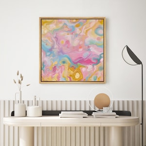 Framed Canvas Wall Art Print Abstract Colorful Painting Art Prints Minimalist Modern Wall Art Living Room Decor