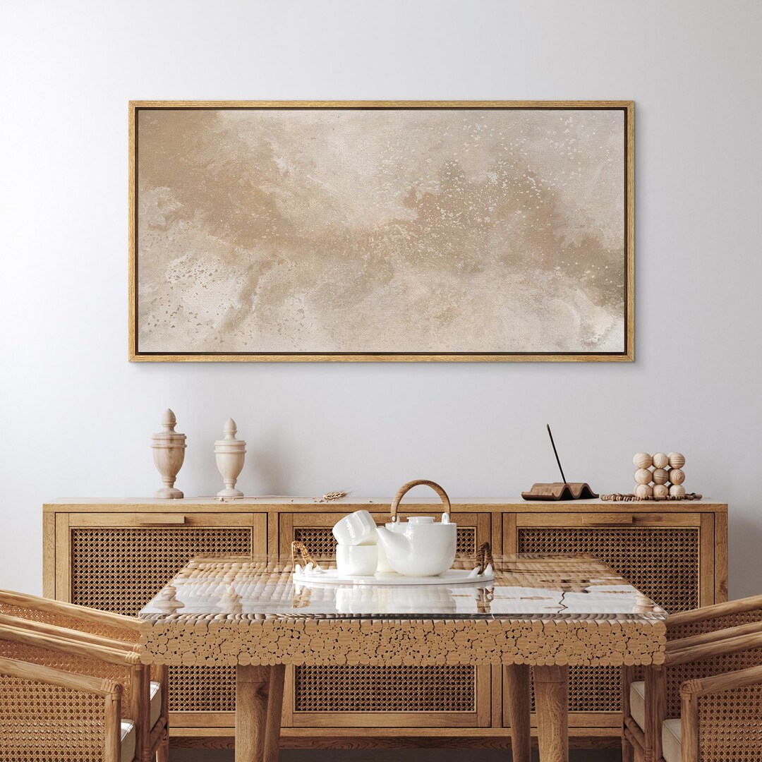 Large Framed Neutral Abstract Wall Art, Beige Minimalist Modern Canvas ...