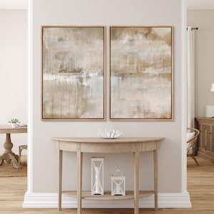 Framed Canvas Large Wall Art Abstract Beige Art Painting Printed ...