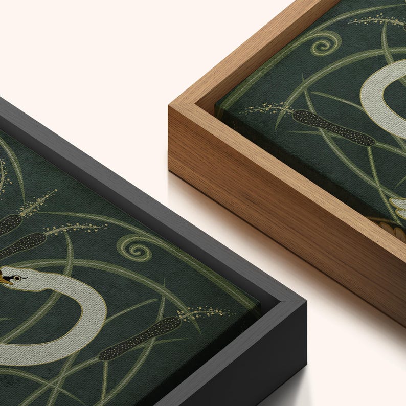 Framed Canvas Wall Art Prints Art Nouveau Swans Art Print Minimalist