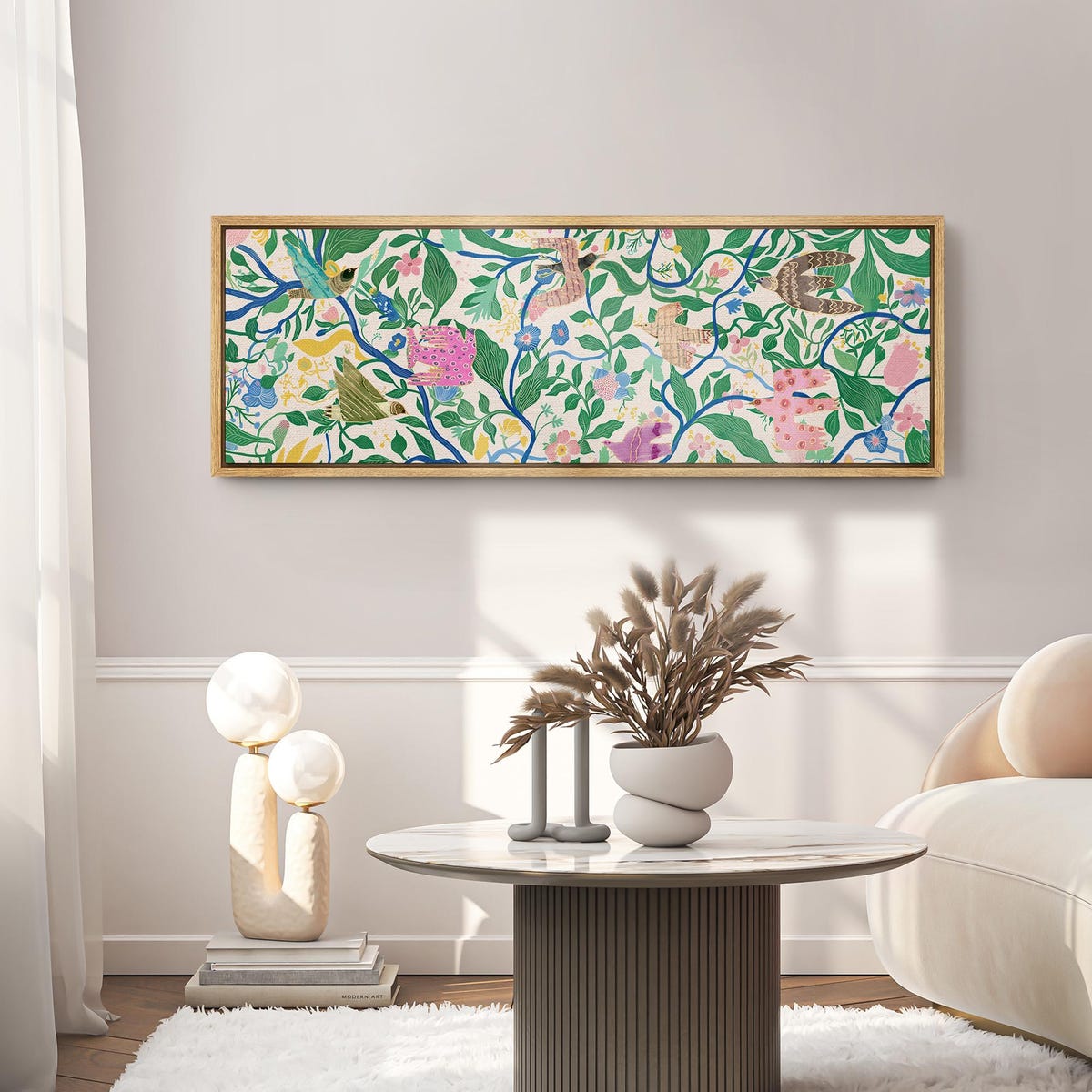 Framed Canvas Large Wall Art Abstract Colorful Botanical Floral Pattern Wall Prints 60x20 - Etsy
