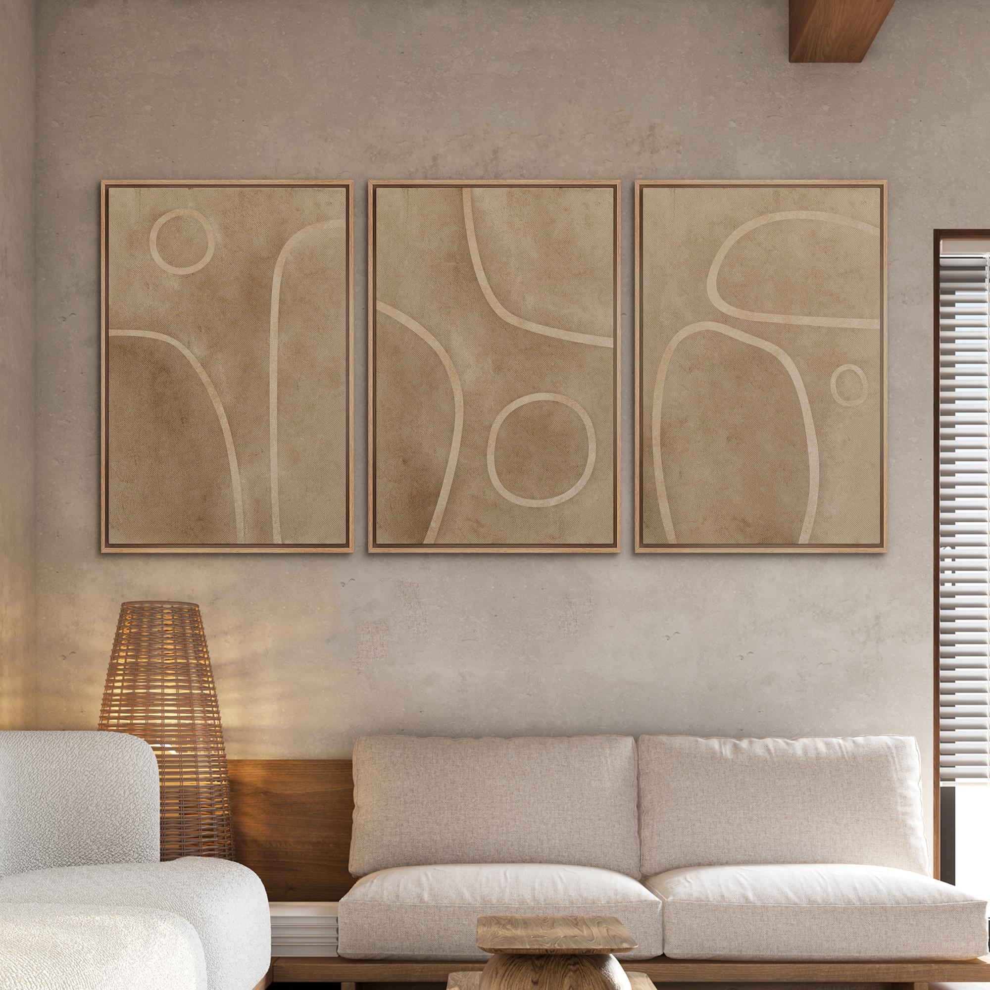 Framed Canvas Wasabi Wall Art Set of 3 Abstract Geometric