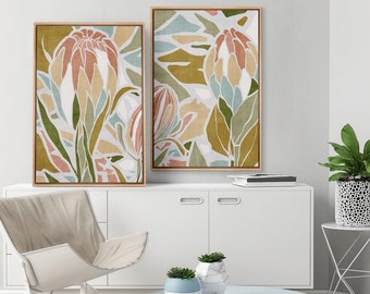 Framed Canvas Print Wall Art Set Tropical Monstera Leaf Colorful Collage Nature Wilderness Digital Art Modern Art Decorative Floral