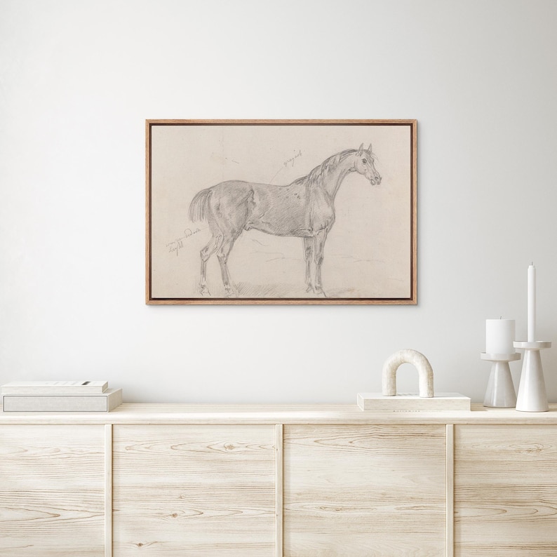 Framed Canvas Wall Art Abstract Sketch Horses Art Print Poster Animal